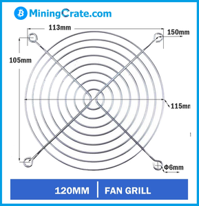 MiningCrate.Com NEW chrome fan grill finger guard for ALL ASIC miners Antminer Whatsminer Innosilicon TWO pcss
