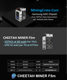 Next Generation Bitcoin ASIC By Cheetah Miner F5 V2  F5m - Stable 53TH/s using SAMSUNG 10nm ASIC Chipset