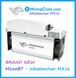 Whatsminer M31S - BRAND NEW SHA256 MicroBT BTC Bitcoin ASIC Miner - No Customs No Import Duties No Tariffs No State Import Tax - MiningCrate LOWEST COST USA ASIC MINERS