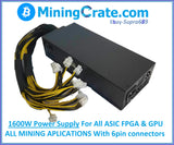 MiningCrate.com PSU 1600W 220v 6Pin ASIC Mining power supply - PLATINUM+ PLUS 96% EFFECIENCY